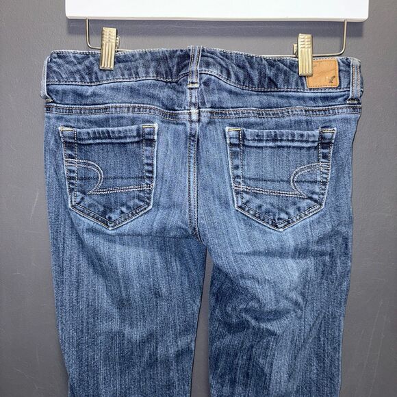 American Eagle Womens Favorite Boyfriend Jeans 4 short Low Rise Dark Wash - Picture 5 of 10